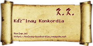 Kálnay Konkordia névjegykártya